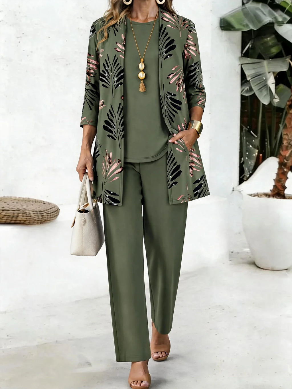 Conjunto Estampado de Hojas