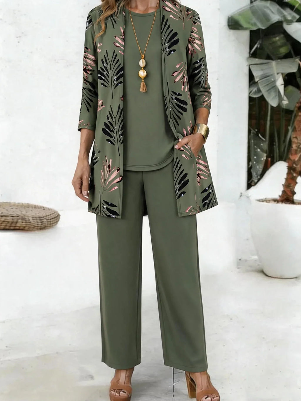 Conjunto Estampado de Hojas
