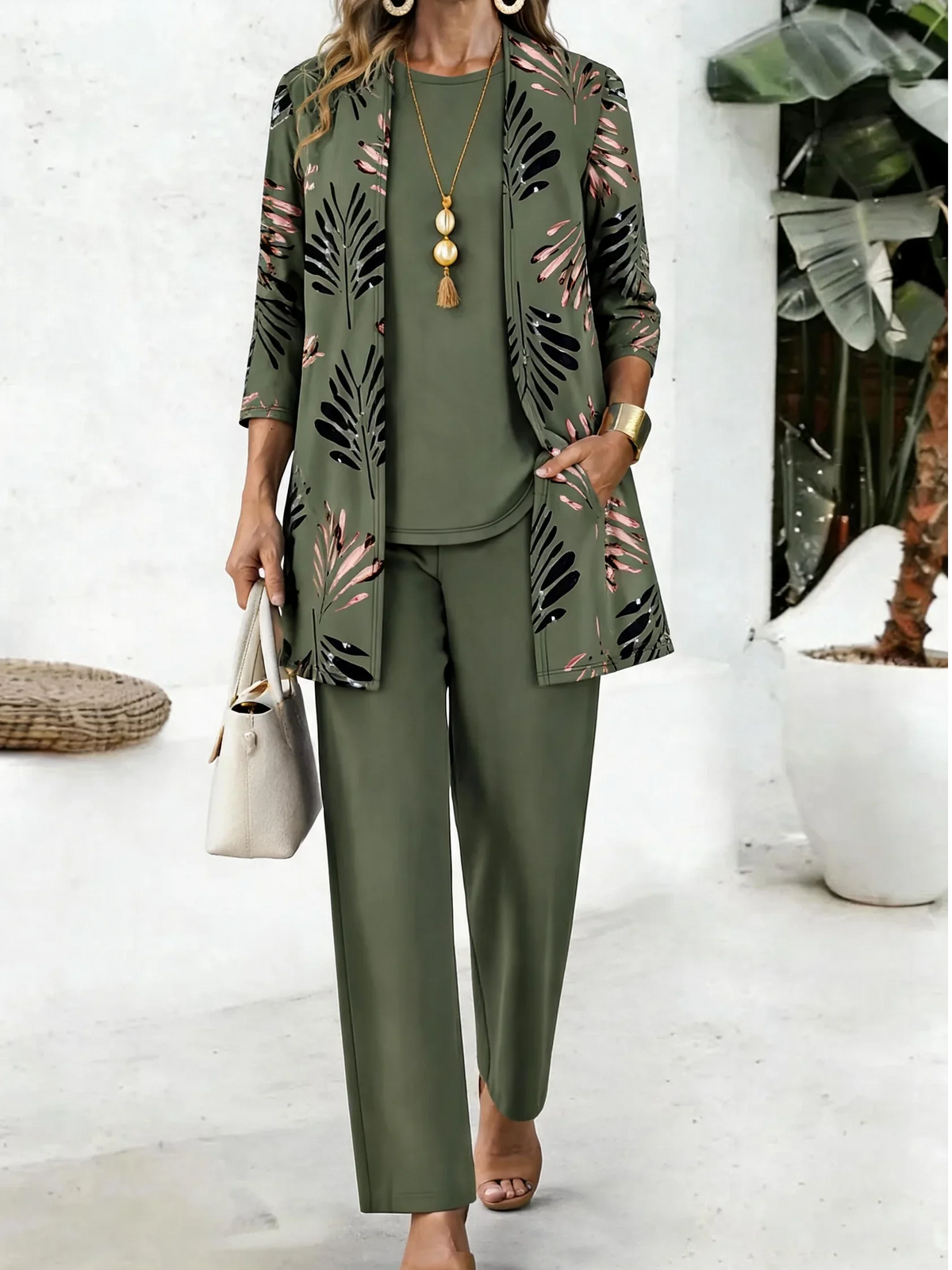Conjunto Estampado de Hojas