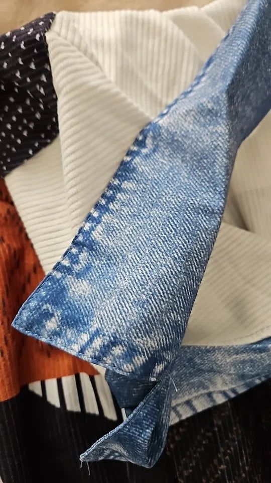 Chaqueta de Punto con Detalles Denim