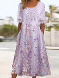 Vestido Midi Morado con Bolsillos