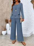 Conjunto Top Texturizado y Pantalón Ancho