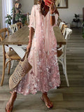 Vestido Largo Floral Cuello Pico