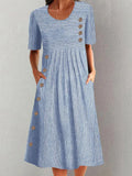 Vestido Midi de Rayas con Hebilla