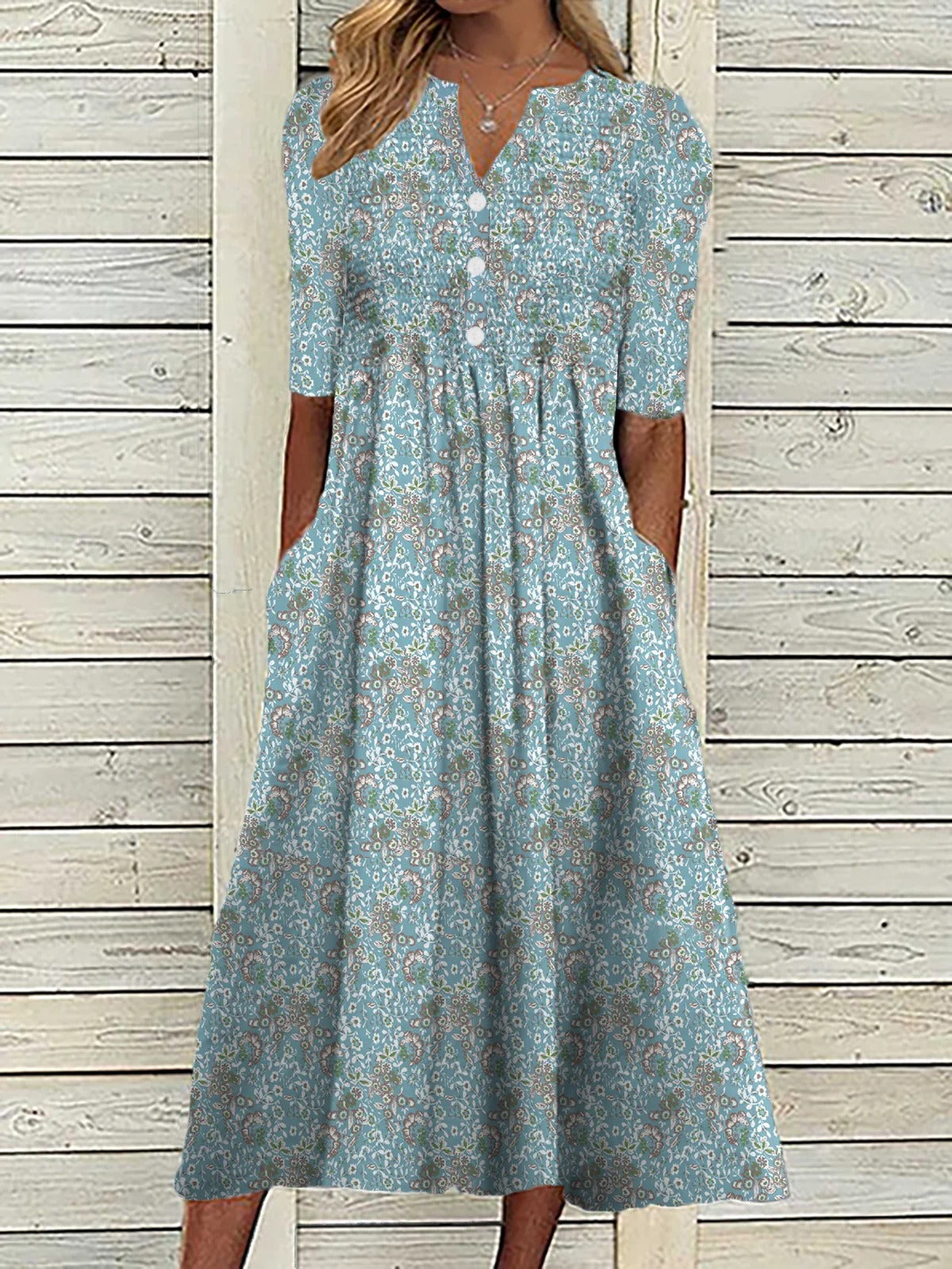 Vestido Midi Floral de Vacaciones