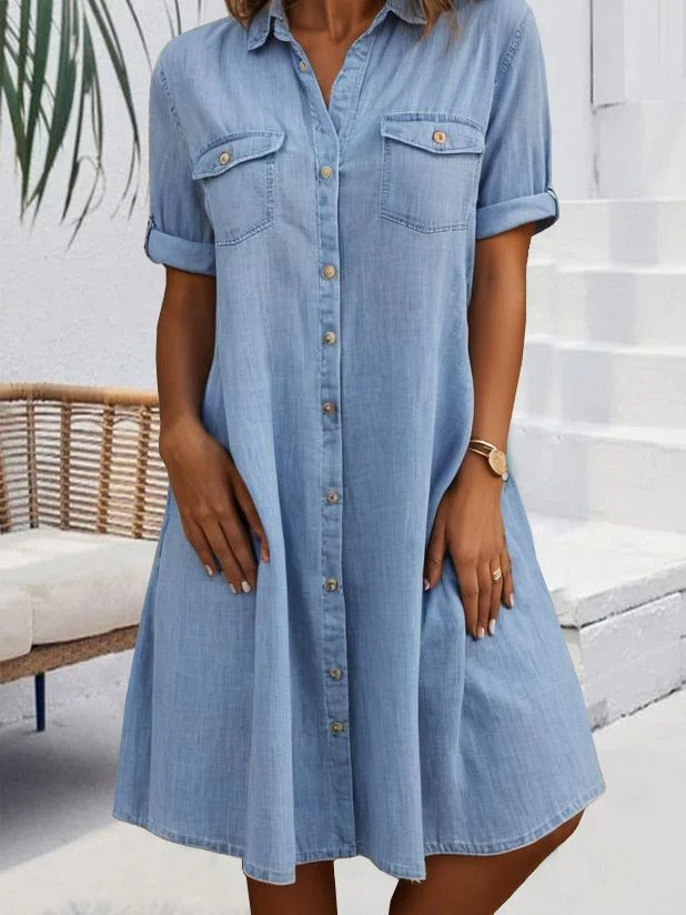 Vestido Camisero Corto de Algodón