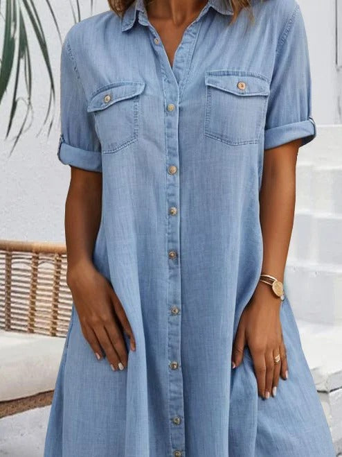 Vestido Camisero Corto de Algodón