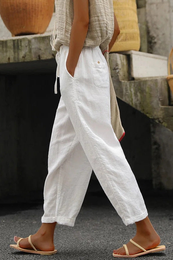Pantalón Ancho con Lazo y Bolsillos