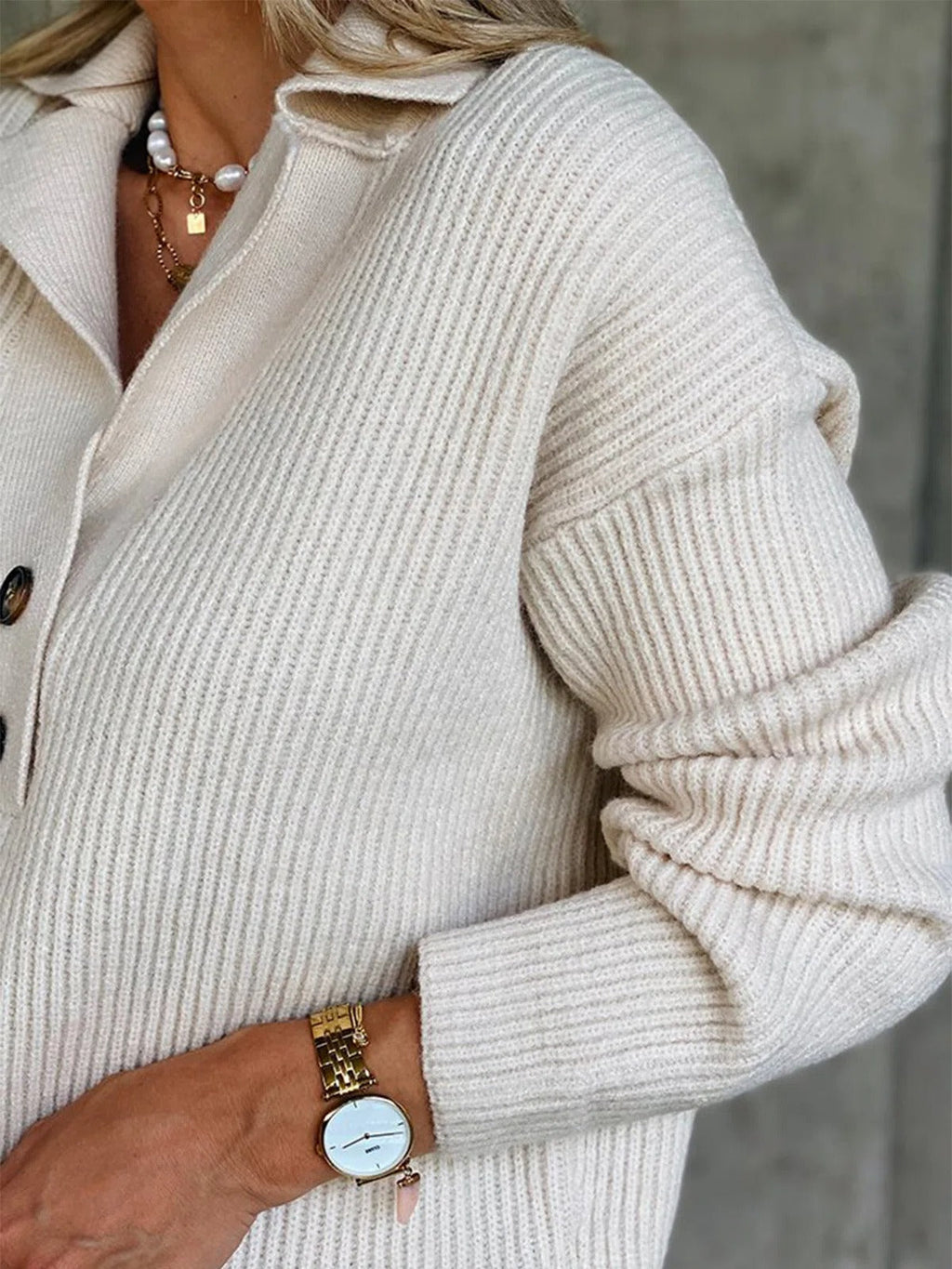 Jersey con Cuello Camisero y Botones
