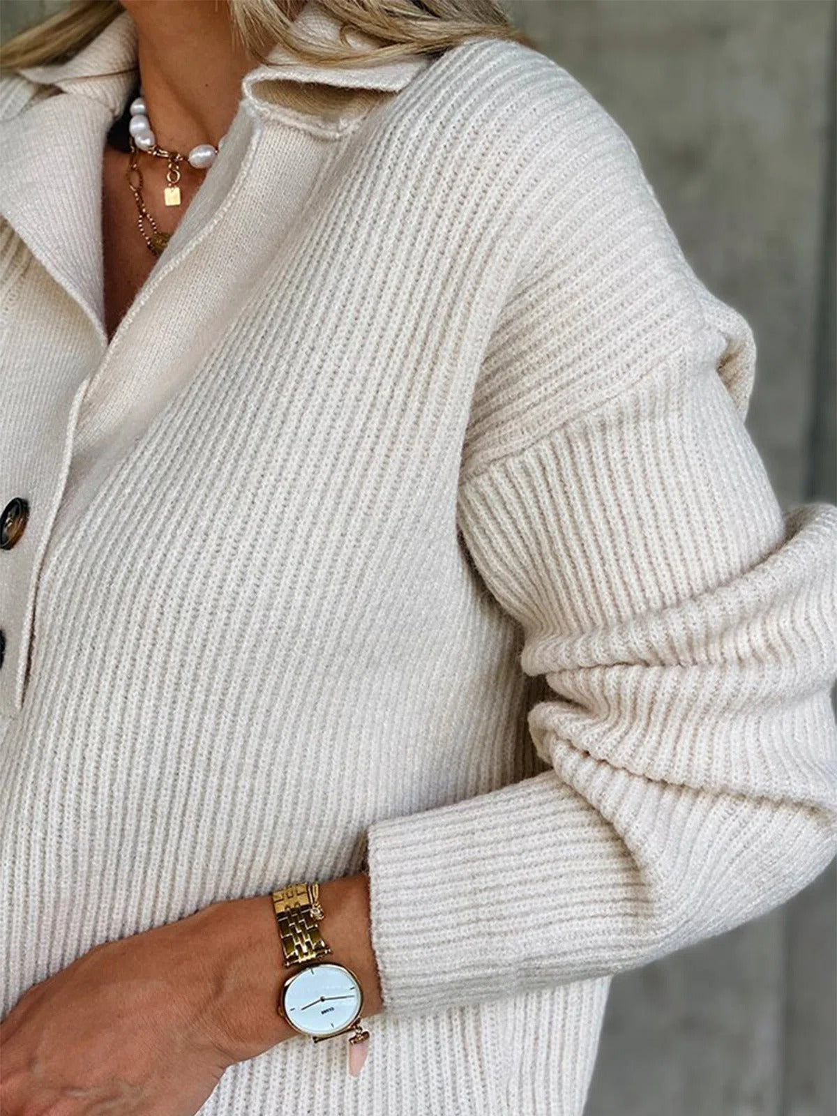Jersey con Cuello Camisero y Botones