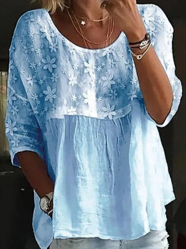 Camisa con Detalle de Encaje Bordado