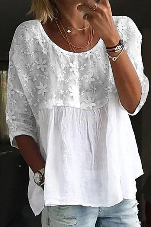 Camisa con Detalle de Encaje Bordado